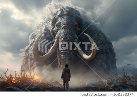 Image of big mammoth in the forest, Wildlife Animals. Ancient animals. 108158374