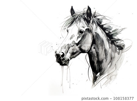 Beautiful horse painting on a white background. Wildlife Animals. 108158377