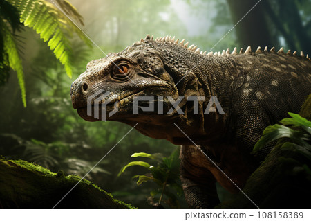 Image of a komodo dragon in the forest, Reptile, Animals., Generative AI, Illustration. 108158389