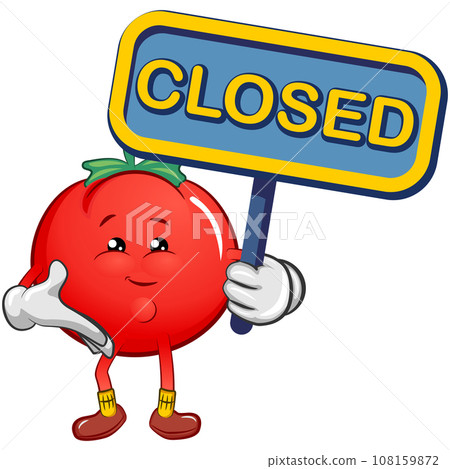 vector mascot character of cute tomato carrying a sign that says closed vector mascot character of cute tomato carrying a sign that says closed 108159872
