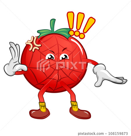 vector mascot character of a tomato that becomes a cute tomato spider vector mascot character of a tomato that becomes a cute tomato spider 108159873