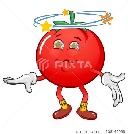 vector mascot character of a dizzy and drunk cute tomato vector mascot character of a dizzy and drunk cute tomato 108160068