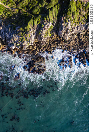 Aerial view of Hermanus coast, in Western Cape, South Africa 108160186