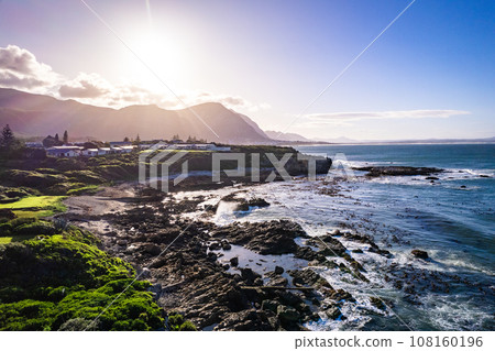 Aerial view of Hermanus coast, in Western Cape, South Africa 108160196