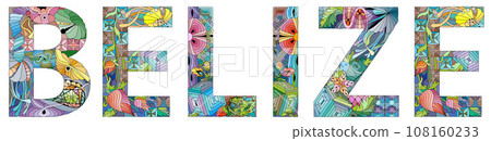 Belize is a Caribbean country on the northeastern coast of Central America. Vector decorative zentangle object Belize is a Caribbean country on the northeastern coast of Central America. Vector decorative zentangle object 108160233