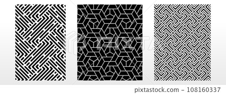 Geometric set of seamless black and white patterns. Simple vector graphics Geometric set of seamless black and white patterns. Simple vector graphics 108160337