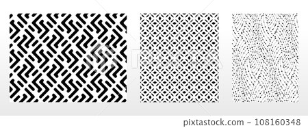 Geometric set of seamless black and white patterns. Simple vector graphics 108160348