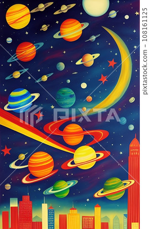 space scene with planets and solar system 108161125