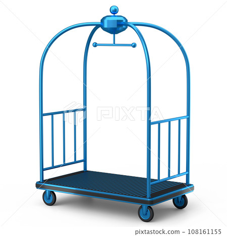 Hotel luggage trolley cart for carrying baggage on white background. 108161155