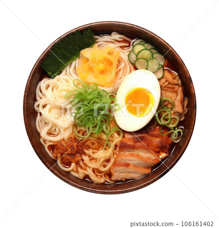 Ramen isolated on white background. Japanese traditional soup. Generative AI 108161402