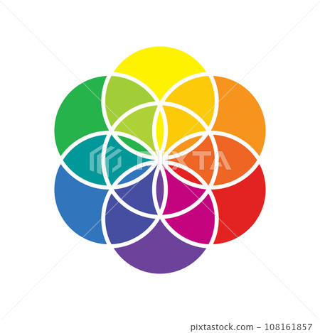 Seed of life. Sacred geometry. Color theory. Understanding colors. Primary secondary tertiary colors Seed of life. Sacred geometry. Color theory. Understanding colors. Primary secondary tertiary colors 108161857