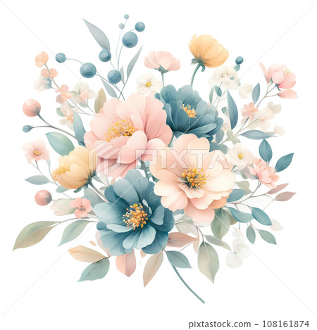 Watercolor floral bouquet isolated on white background. 108161874