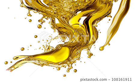Beautiful olive or engine oil splash isolated on white background 108161911