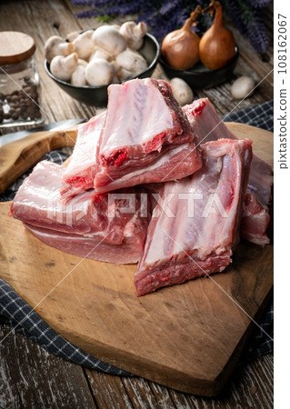 Raw pork ribs. Raw pork ribs. 108162067