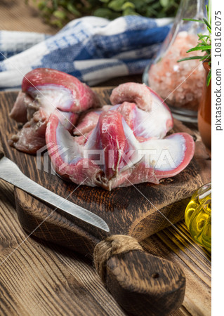 Raw uncooked turkey gizzards. Raw uncooked turkey gizzards. 108162075