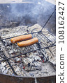 sausages grilled on a barbecue 108162427