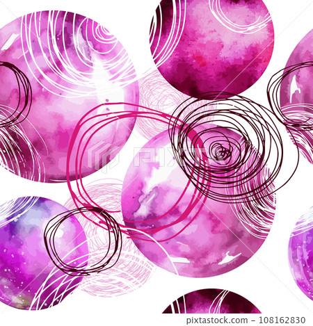 Polka dot seamless purple pattern. Scribble texture. Textile rapport watercolor circles. Seamless pattern of circles with pen. hand drawing. Not AI, Illustrat3. Vector illustration Polka dot seamless purple pattern. Scribble texture. Textile rapport watercolor circles. Seamless pattern of circles with pen. hand drawing. Not AI, Illustrat3. Vector illustration 108162830