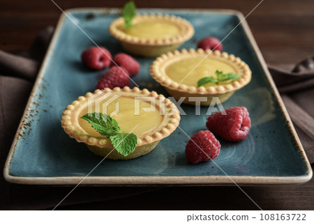 Mini tarts with  lemon and custard  filling 108163722