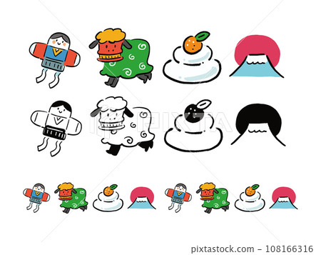 New Year motif line illustration New Year motif line illustration 108166316