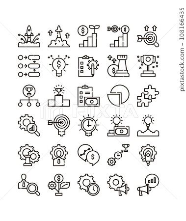 business strategy simple line icon set 108166435