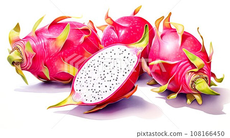 Dragon fruit watercolor illustration "AI generated image" 108166450