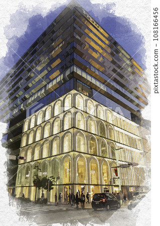 水彩風格銀座 東京都中央區銀座5丁目十字路口GSIX 108166456