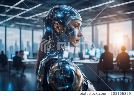 半機械人女性機器人與人類共存的下班工作 半機械人女性機器人與人類共存的下班工作 108166839