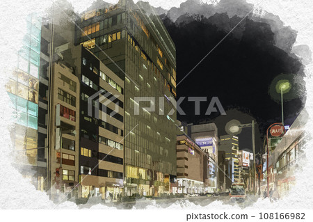 Watercolor style Ginza Ginza Nishi 2-chome intersection Marronnier Gate Ginza Chuo-ku, Tokyo Watercolor style Ginza Ginza Nishi 2-chome intersection Marronnier Gate Ginza Chuo-ku, Tokyo 108166982