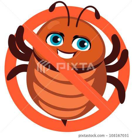 Vector Hand Drawn Isolated Of Bedbug Prohibited Insect 108167031