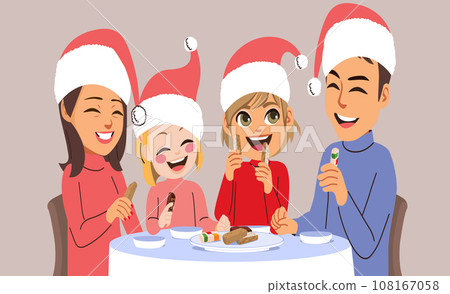 Family enjoying Spanish Torrone Candy dessert 108167058