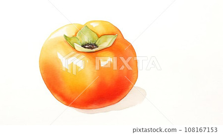 柿子水彩插圖“AI生成圖像” 108167153