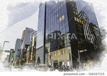 Watercolor style Ginza Ginza 2-chome intersection Chuo-ku, Tokyo Watercolor style Ginza Ginza 2-chome intersection Chuo-ku, Tokyo 108167155