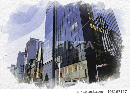Watercolor style Ginza Ginza 2-chome intersection Chuo-ku, Tokyo 108167157