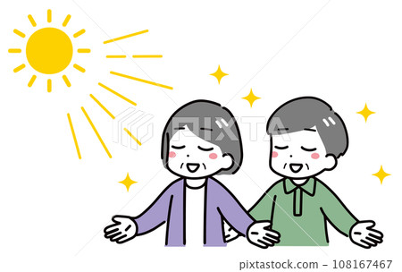 Senior men and women sunbathing 108167467