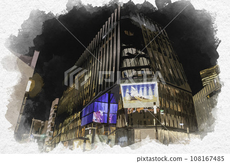 水彩風格 東京中央區銀座數寄屋橋十字路口東急廣場 108167485