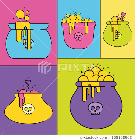 Set of halloween witch cauldron icons Vector 108168968