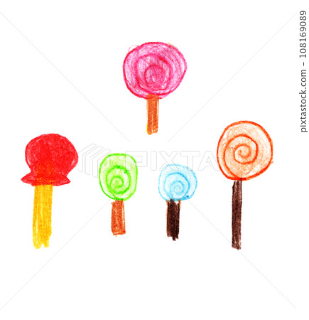 Candy and apple candy drawn by children 108169089