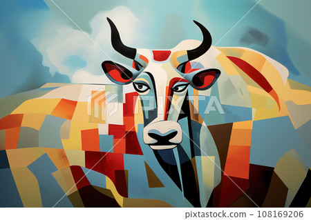 Abstract cow painting. Farm animals. Animals art. 108169206