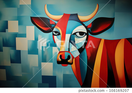 Abstract cow painting. Farm animals. Animals art. 108169207