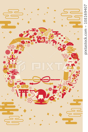 New Year illustration frame_Vertical 3 108169407