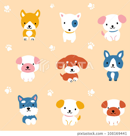可愛的狗狗插畫圖案 108169441