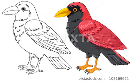 Cartoon Bird Standing Isolated on White 108169621