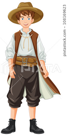 Man in Medieval Villager Outfit 108169623