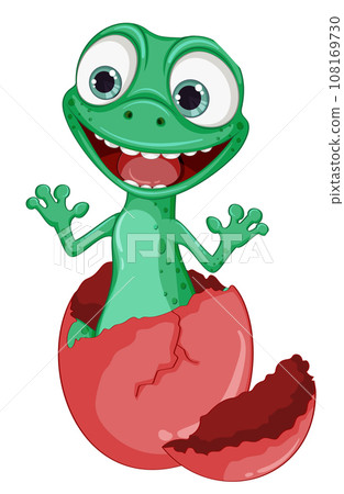 Funny Lizard Hatching From Egg Funny Lizard Hatching From Egg 108169730