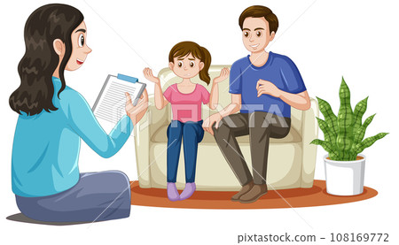 Parent and daughter visiting a mental health professional 108169772