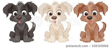 Cute dog cartoon character set 108169908