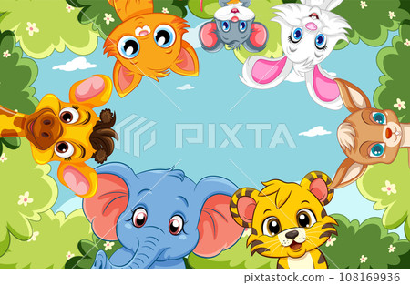 Empty Banner Template with Wild Animals Empty Banner Template with Wild Animals 108169936