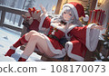 Girl dressed as Santa ① 108170073