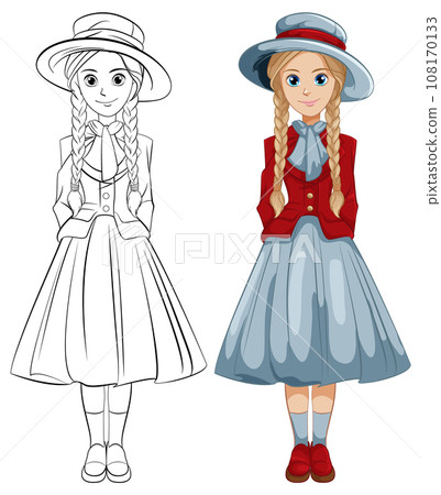 Beautiful Woman in Vintage Outfit Beautiful Woman in Vintage Outfit 108170133