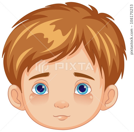 Cartoon Boy with Neutral Expression 108170253